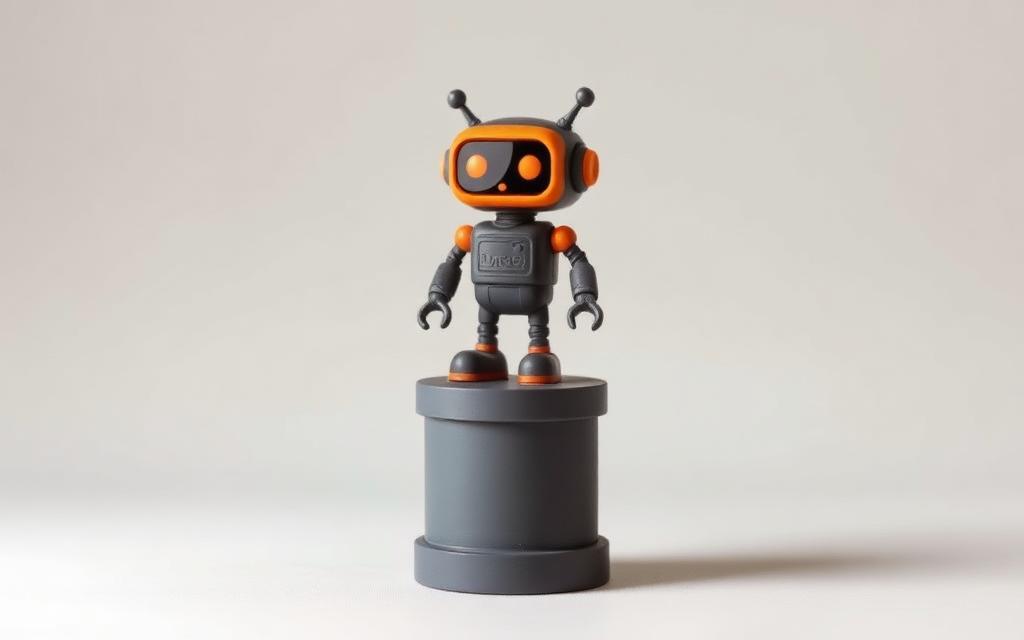 Напечатанная декоративная фигурка робота на подставке